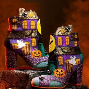 Irregular Choice Haunted House Halloween Pumpkin Ankle Boot 41 10 Rare